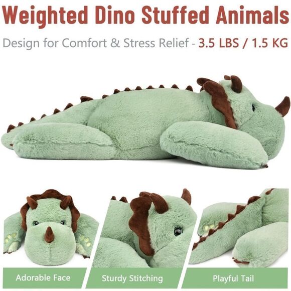 WEPOP Weighted Dino Plush | 24” 3.5 lbs Weighted Stuffed Animal | Green | NIB - Picture 3 of 8